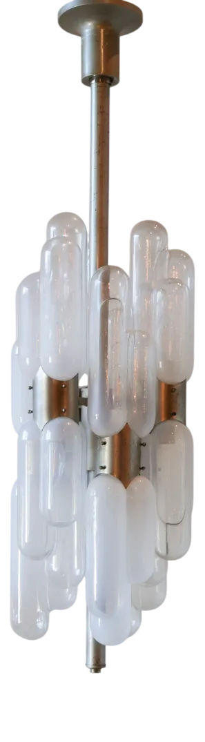 Vintage Torpedo-Shaped Lamp with Pill-Shaped Murano Glass Shades, 1970s