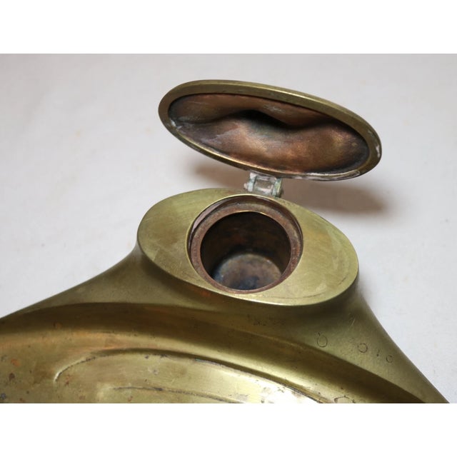 Antique Ornate 1800's Art Nouveau Bradley & Hubbard Brass Desk Pen Inkwell Tray For Sale In New York - Image 6 of 11