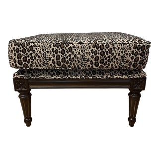Vintage Louis XVI Ottoman With Leopard Upholstery For Sale