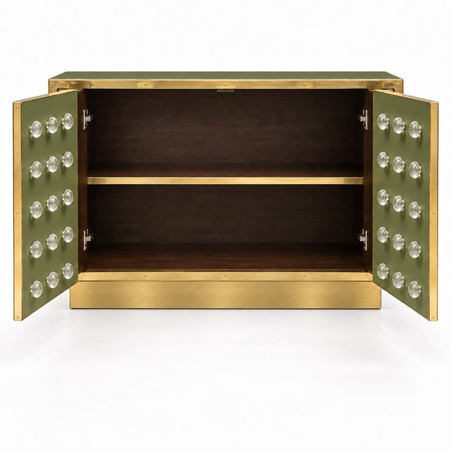 Olive Green Murano Glass Dry Bar with Brass Plinth from Justfurnituress SRL For Sale - Image 4 of 8