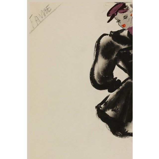 Not Yet Made - Made To Order Vintage French Fashion Art Print – Black & Purple Art Deco Illustration, 18" X 24" For Sale - Image 5 of 9