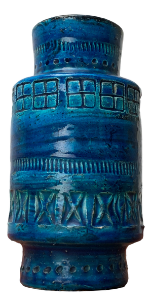 Mid-Century Italian Rimini Blu Pottery Vase by Aldo Londi for Bitossi