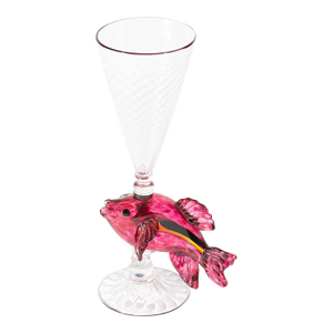 Ann Welch Art Glass Fish Champagne Flute