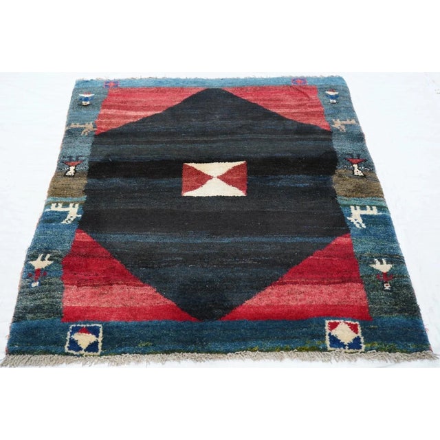 Textile Vintage Gabbeh Rug 3'8'' x 4'10'' For Sale - Image 7 of 11