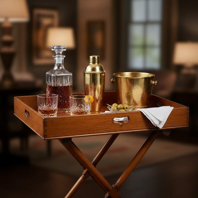 Late 18th Century Antique Butler's Tray Table-Chestnut Wood-Dovetail-Original Stand-Folding-Serve For Sale - Image 5 of 16