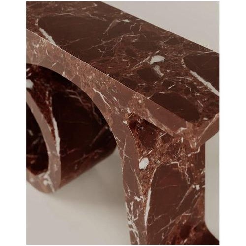 Custom Limited Edition, Rosso Lepanto Marble Stone Prae Console By Esther Knopfler. Dimensions: L 126 x W 33 x H 90 cm....
