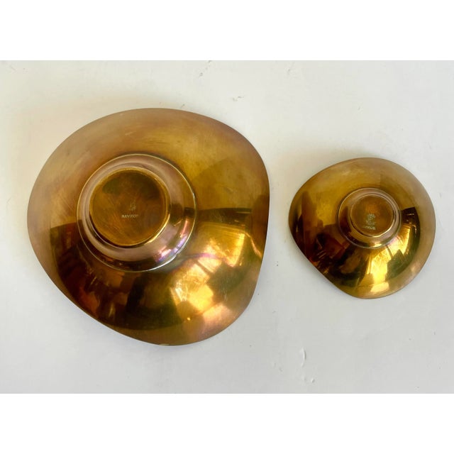 1960s Pair of Raymor Organically Shaped Brass Finger Trinket Bowls For Sale - Image 9 of 12