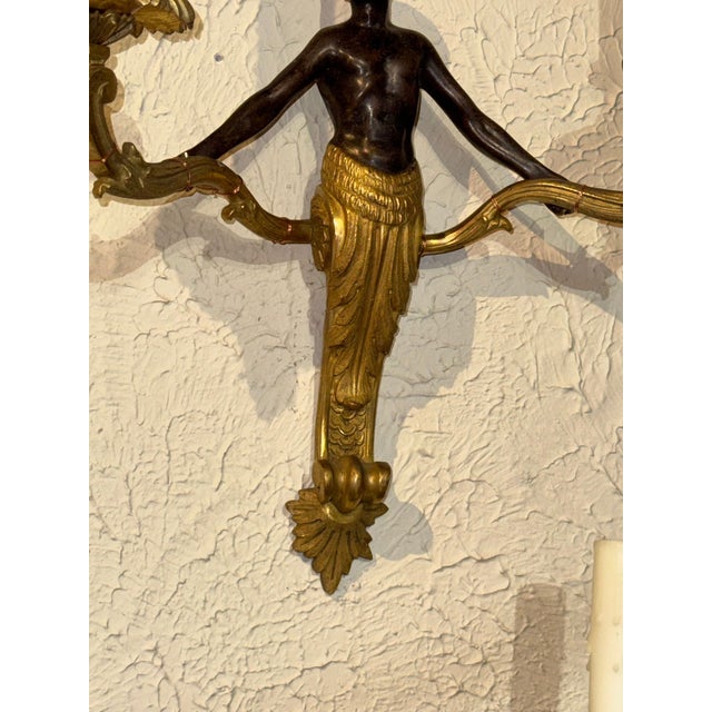 Set of 6 19th Century French Empire Bronze Sconces For Sale - Image 4 of 5