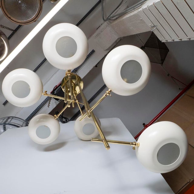 Italian Stilnovo style stepped chandelier For Sale - Image 3 of 8