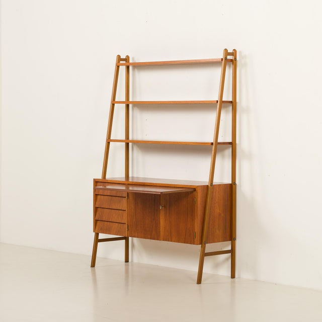 Mid-Century Modern Scandinavian Bookcase with Desk, Sweden, 1960s For Sale - Image 6 of 18
