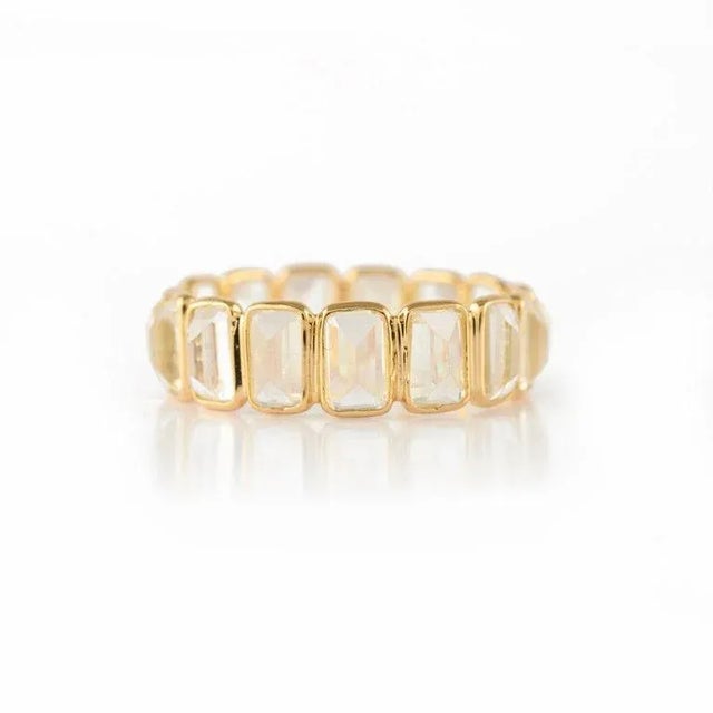 Rainbow Moonstone Modern Eternity Band Ring in 18k Size 7 ( All Sizes Available ) For Sale - Image 4 of 10
