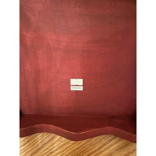 1960s Vintage Solid Wood Mini Stool - Little Red Chair Stand Table For Sale - Image 5 of 6