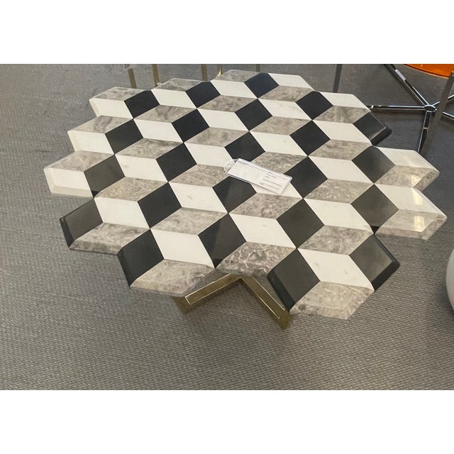 Modern 21st Century Diplopia Monochrome Cubic Marble Side Table For Sale - Image 3 of 3