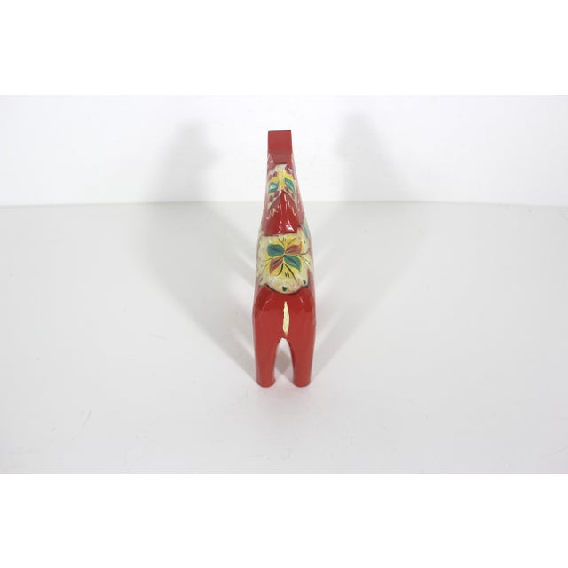 Wood Vintage Swedish Dala Horse by Grannas a Olssons Folk Art Red Orange For Sale - Image 7 of 9