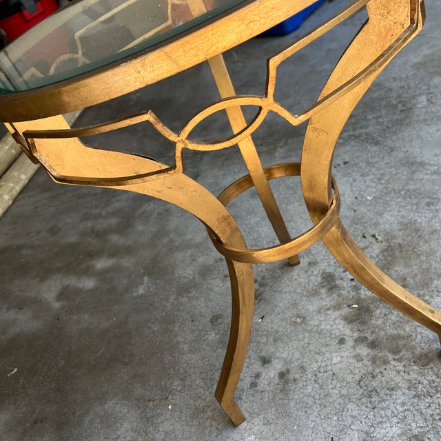 Metal 1980s Arteriors Modern Gold Leaf Finished Cinched Waist Side Table For Sale - Image 7 of 12