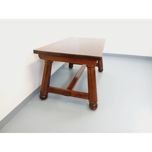 Brutalist Dining Table in Dark Pine Wood by Georges Robert, 1960s For Sale - Image 15 of 18