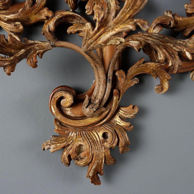 Italian Wall Lamps in Lacquered Gilded Wood, Set of 2 For Sale - Image 5 of 8