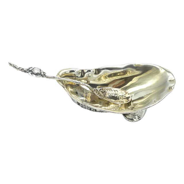 Gorham 'Narragansett' Gold Washed Sterling Shell Dish & Figural Crab Spoon For Sale