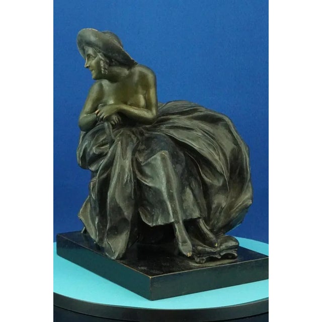 1920s Art Nouveau Ceramic Sculpture Depicting a Lady on a Thonet Chair by Guido Cacciapuoti, Naples, Italy, Early 1900s For Sale - Image 5 of 18