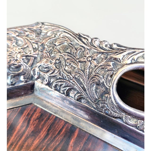 Mid-Century Modern Dutch Silver-Plated and Mahogany Serving Tray by Hooijkaas of Schoonhoven, 1950s For Sale - Image 12 of 18