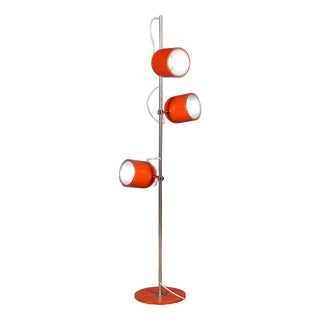 Vintage Orange Enameled Metal Lamp For Sale