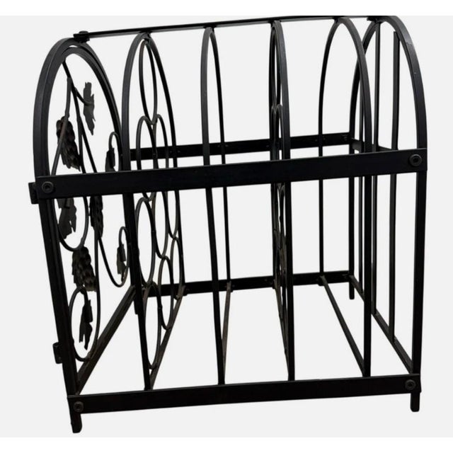 Black Vintage 90s Black Metal Ivy Wine Rack 9 Bottle Tabletop Display For Sale - Image 8 of 11