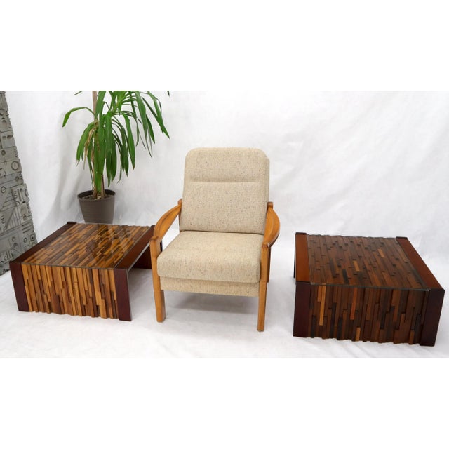 Percival Lafer Pair of Percival Lafer Coffee Table Brazilian Rosewood Exotic Wood Mosaic For Sale - Image 4 of 10