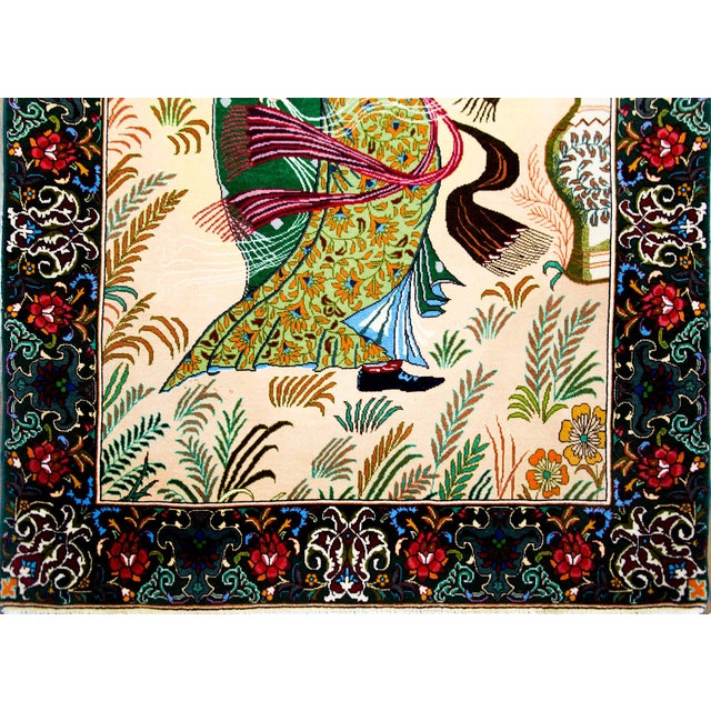 Vintage Pictorial Tabriz Rug For Sale - Image 9 of 12