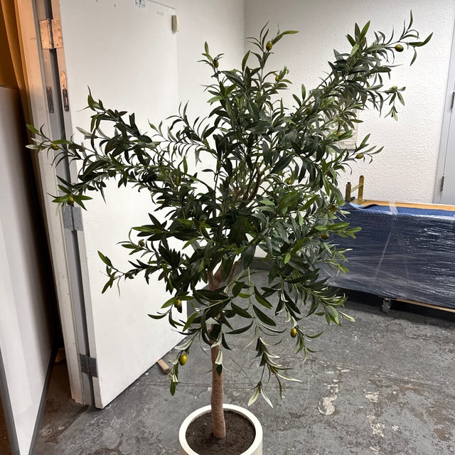 Faux Olive Tree + White Planter For Sale - Image 12 of 12