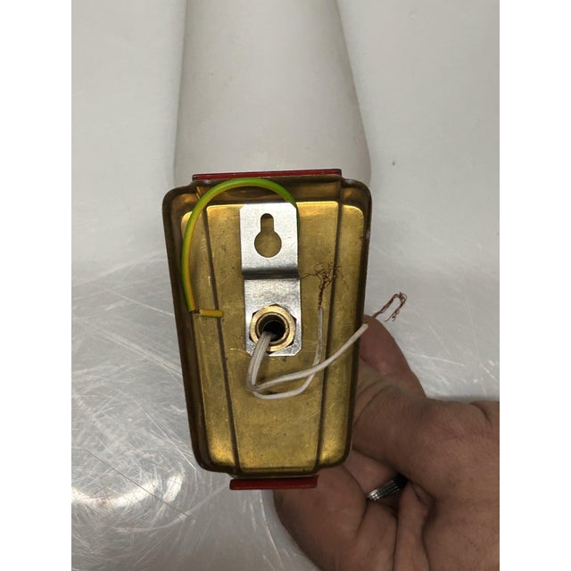 Opaline Glass and Brass Sconces, 1950s, Set of 2 For Sale - Image 10 of 11