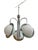 vintage 1970s space age steel and glass chandelier 3-light point with glass globe decoration chromed steel frame in...