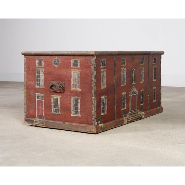 Traditional 19th Century Country English Chest With House Facade Georgian Trunk For Sale - Image 3 of 18