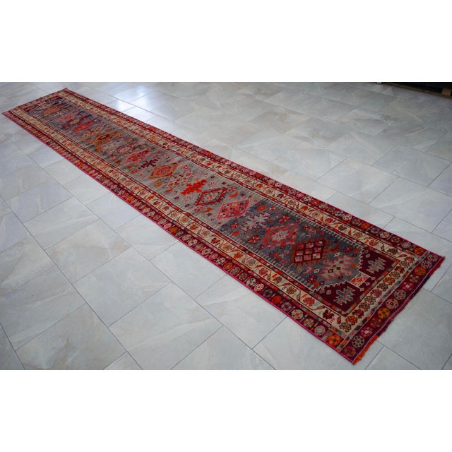1960s Kurdish Extra Long Runner Herki Hand-Knotted Distressed Rug For Sale - Image 9 of 18