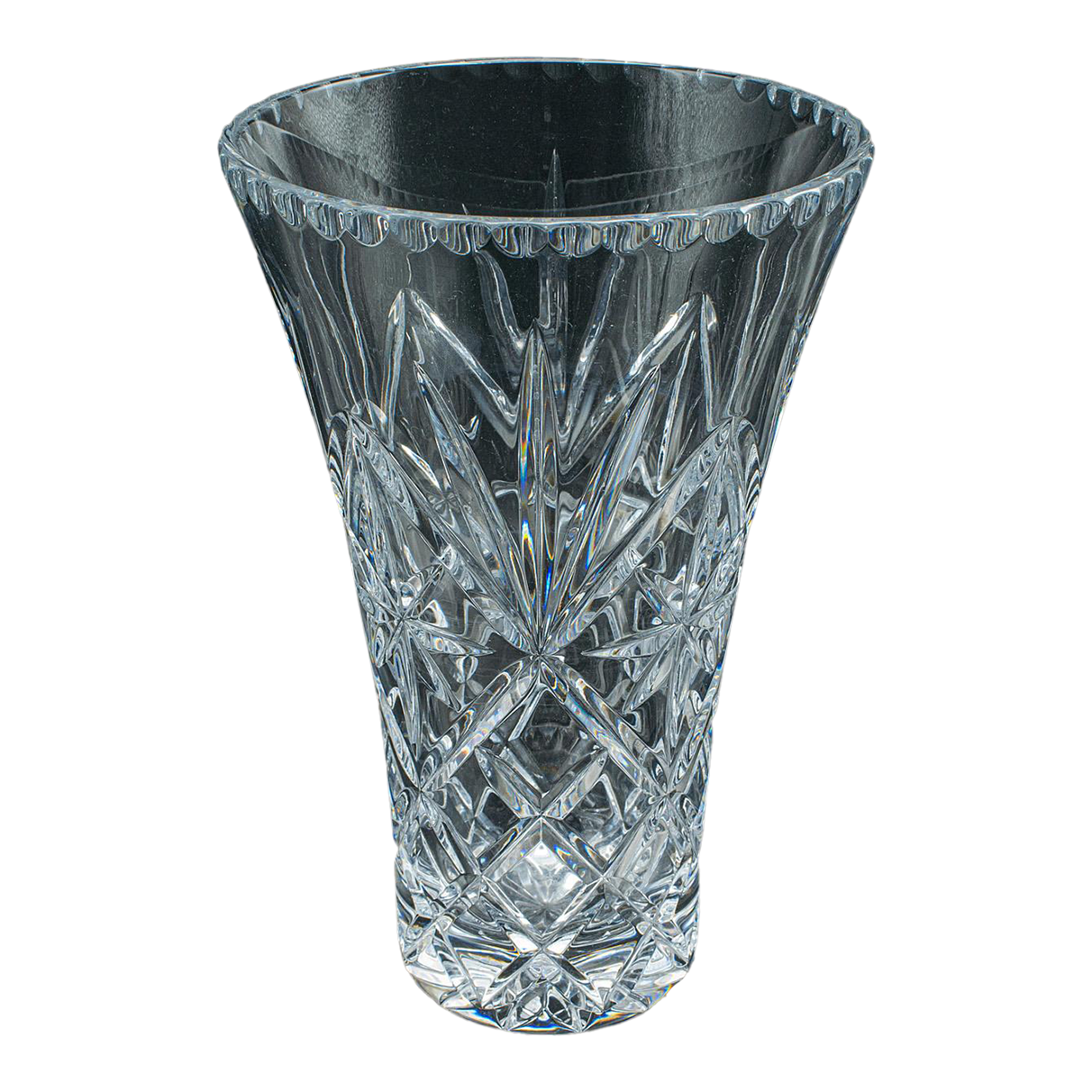Tall Vintage Display Vase, English, Cut Crystal Glass, Flower