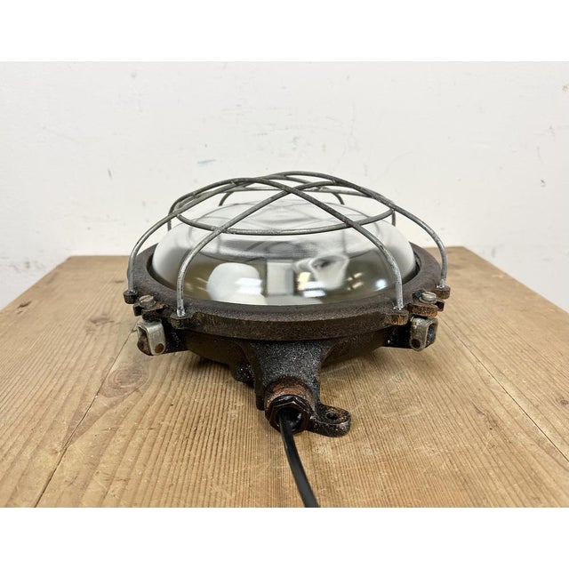 Black Industrial Black Cast Iron Wall or Ceiling Light from Elektrosvit, 1960s For Sale - Image 8 of 16