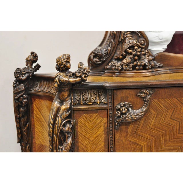 Renaissance French Renaissance Louis XV Style Figural Carved Walnut Curio Display Buffet For Sale - Image 3 of 12