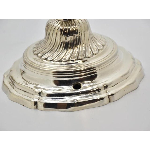 Silver-Plated Bronze 3-Armed Candelabras, Set of 2 For Sale - Image 9 of 10