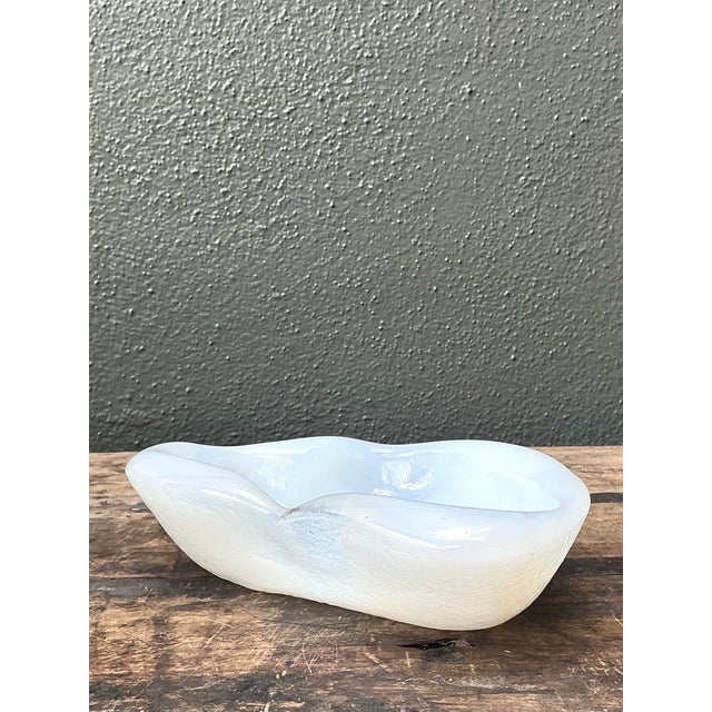 Glass Vintage Opalescent Glass Bowl For Sale - Image 7 of 12