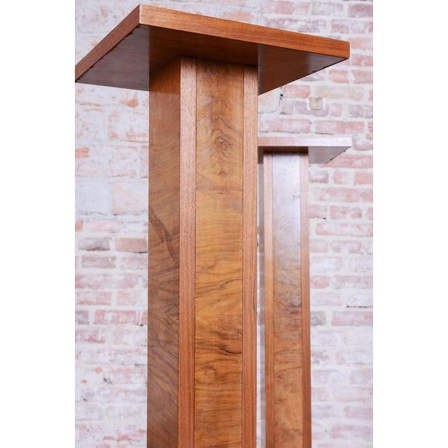 Art Deco Pedestals in Walnut, Czech, 1920s, Set of 2 For Sale - Image 9 of 10