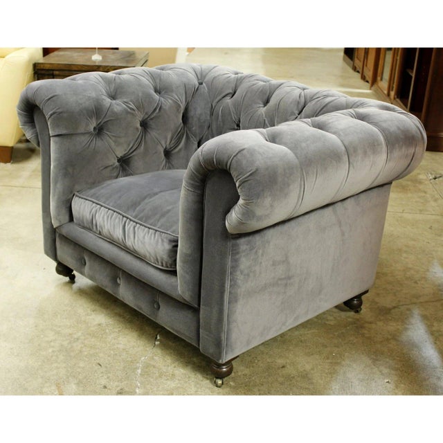 Transitional Late 20th Century Restoration Hardware Chesterfield Chair For Sale - Image 3 of 4