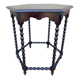 Baroque Revival Side Table With Barley Twist Legs, Early 20th Century For Sale