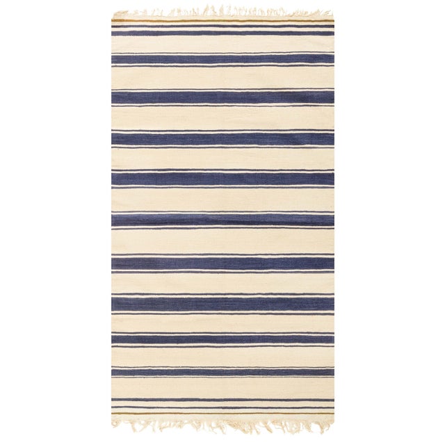 Doris Leslie Blau Vintage Indian Dhurrie Striped Rug For Sale