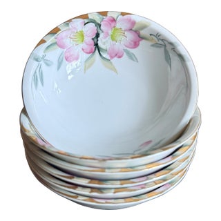 Antique, Early 20th Century Noritake Azalea Porcelain Dessert Bowls, Set of Six For Sale