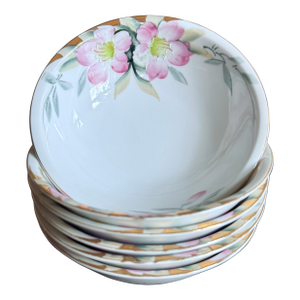 Antique, Early 20th Century Noritake Azalea Porcelain Dessert Bowls, Set of Six
