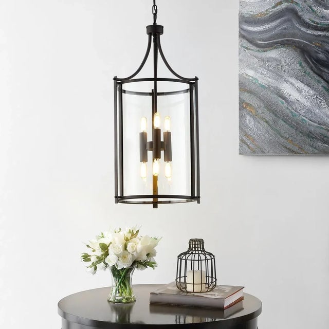 Coastal Venzor 6-Light 15" Lantern Pendant in Bronze For Sale - Image 3 of 3