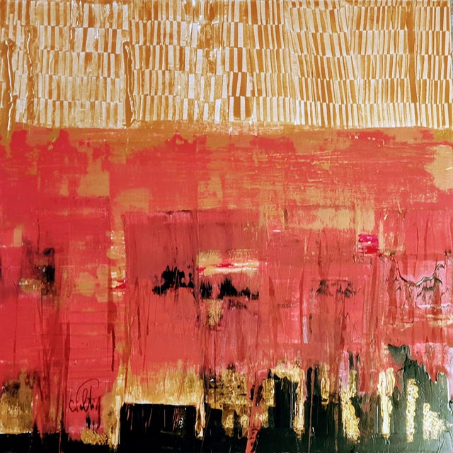 Christian Feltin, Red and Gold, 2024, Acrylic on Canvas For Sale