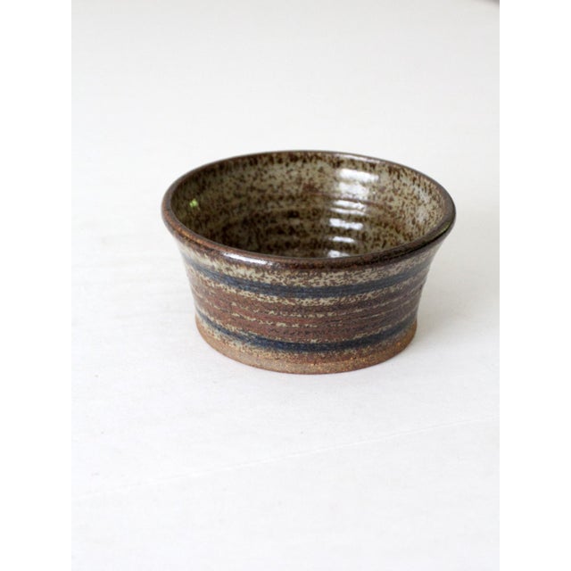 Brown Vintage Studio Pottery Bowl For Sale - Image 8 of 9