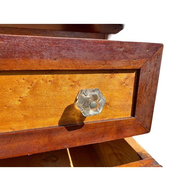 Antique Federal Style Bird's Eye Maple & Oak Five Drawer Gentleman's Tall Chest For Sale In Boston - Image 6 of 12
