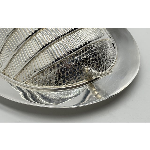 Emilia Castillo Silver Plate Armadillo Butter Dish With Malachite, Taxco Mexico For Sale - Image 17 of 18