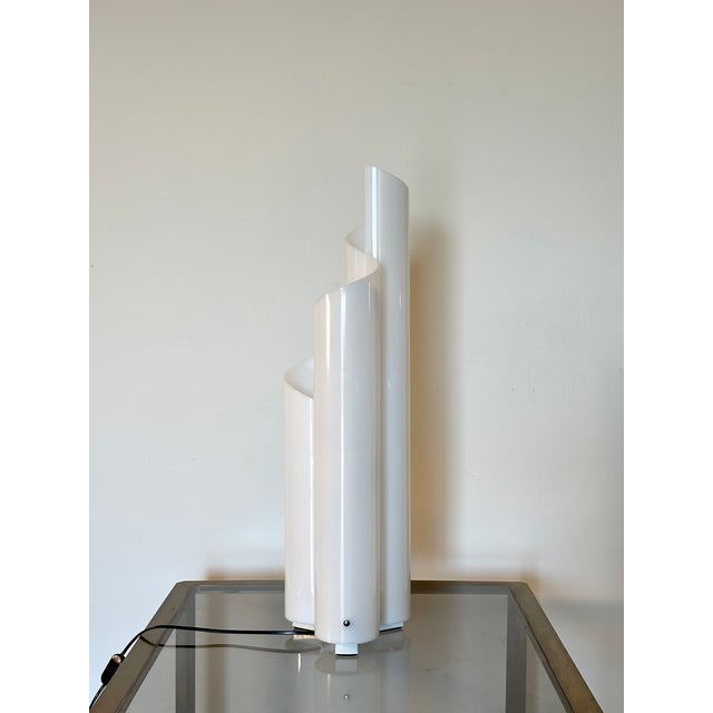 Mezza Chimera model table lamp by Vico Magistretti for Artemide, 1970s, white acrylic glass and painted metal structure...